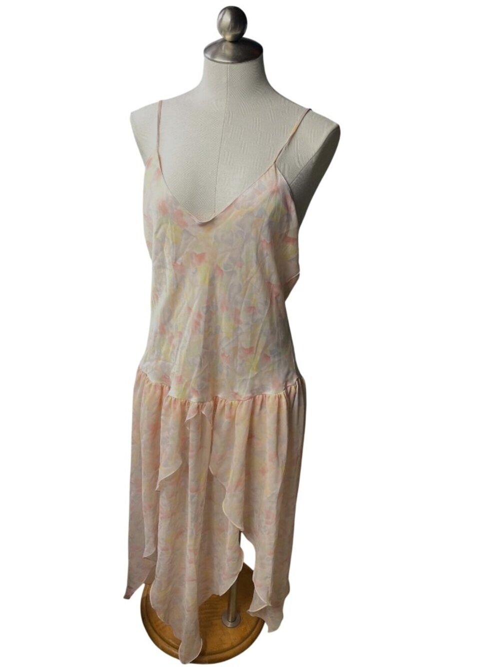 Fantasies By Morgan Taylor Pastel Floral Asymmetrical Hem Nightgown Large 41o